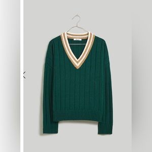 Madewell Tipped V-Neck Oversized Sweater